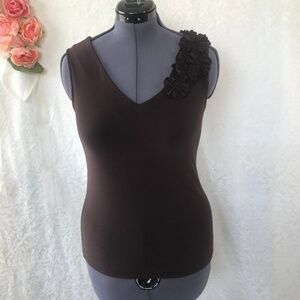*4/$20* Cato Brown Blouse-Flowers On Left.